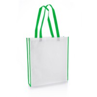 Non Woven Shopping Tote Bag - White With Dark Green